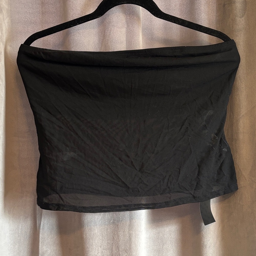 SHEIN Black Sheer Strapless Top